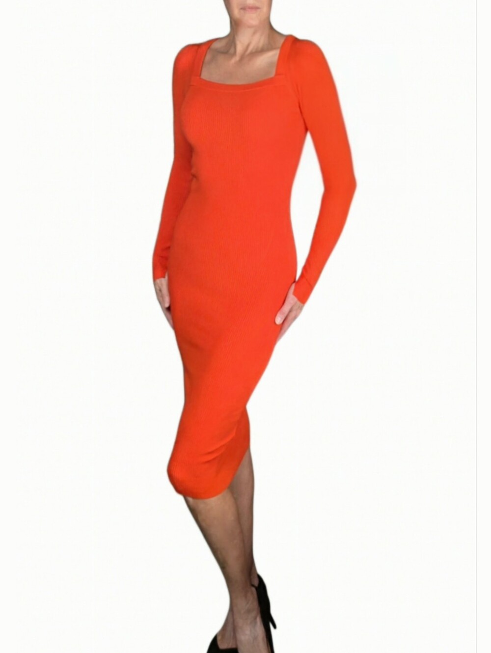 NWT. ALL SAINTS Bardi Rib Dress In Flame Red